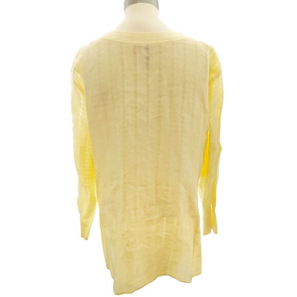 EILEEN FISHER Woman System yellow button down Irish linen Lagenlook tunic top 1X - Picture 2 of 4